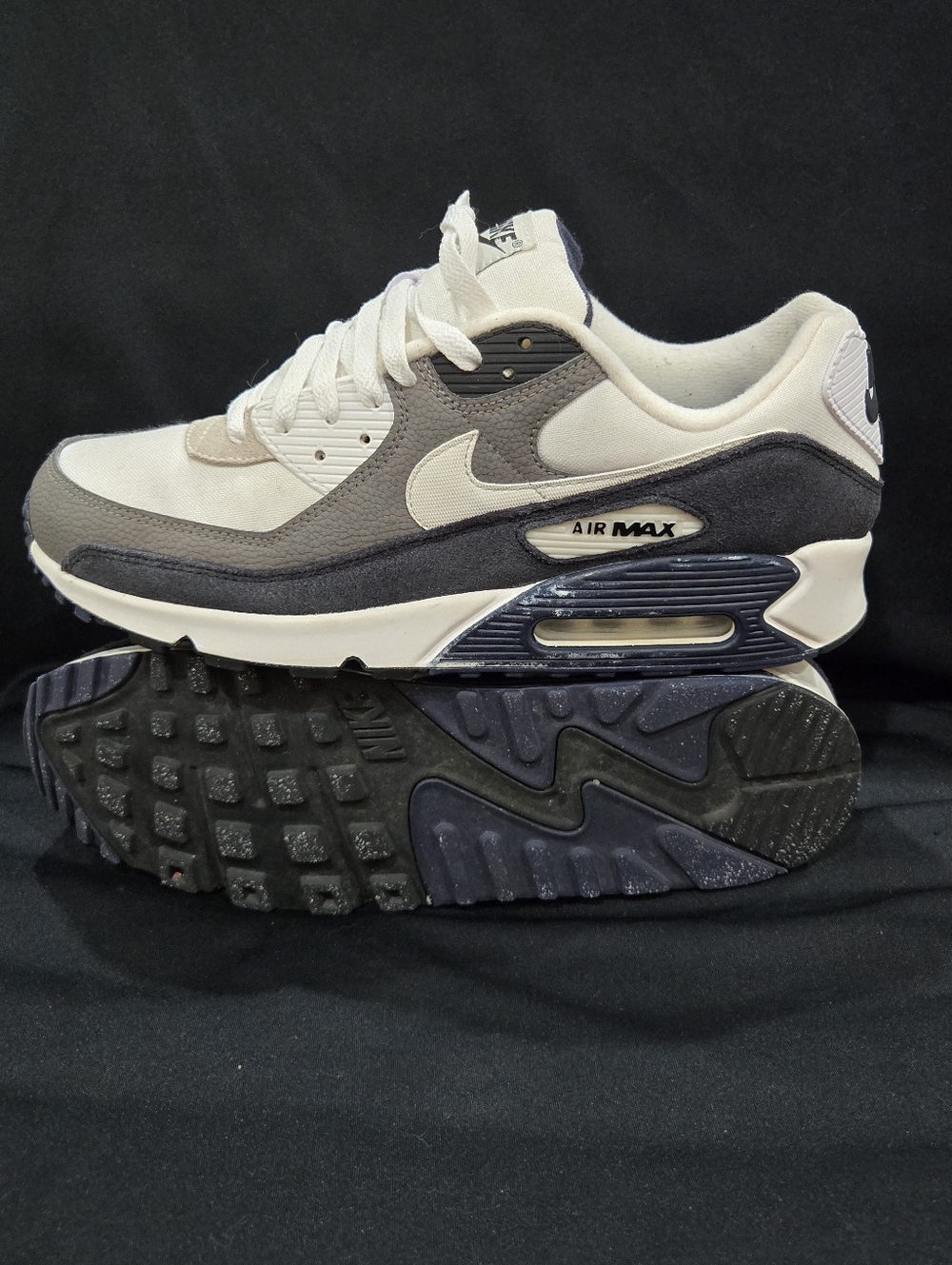 Nike Air Max 90 Men's Sneakers - White, Gray & Navy